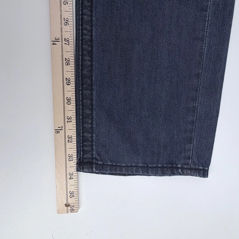 True Religion Slim Jeans Mens 34 Blue Exc Faded Whiskered Red Plaid Straight